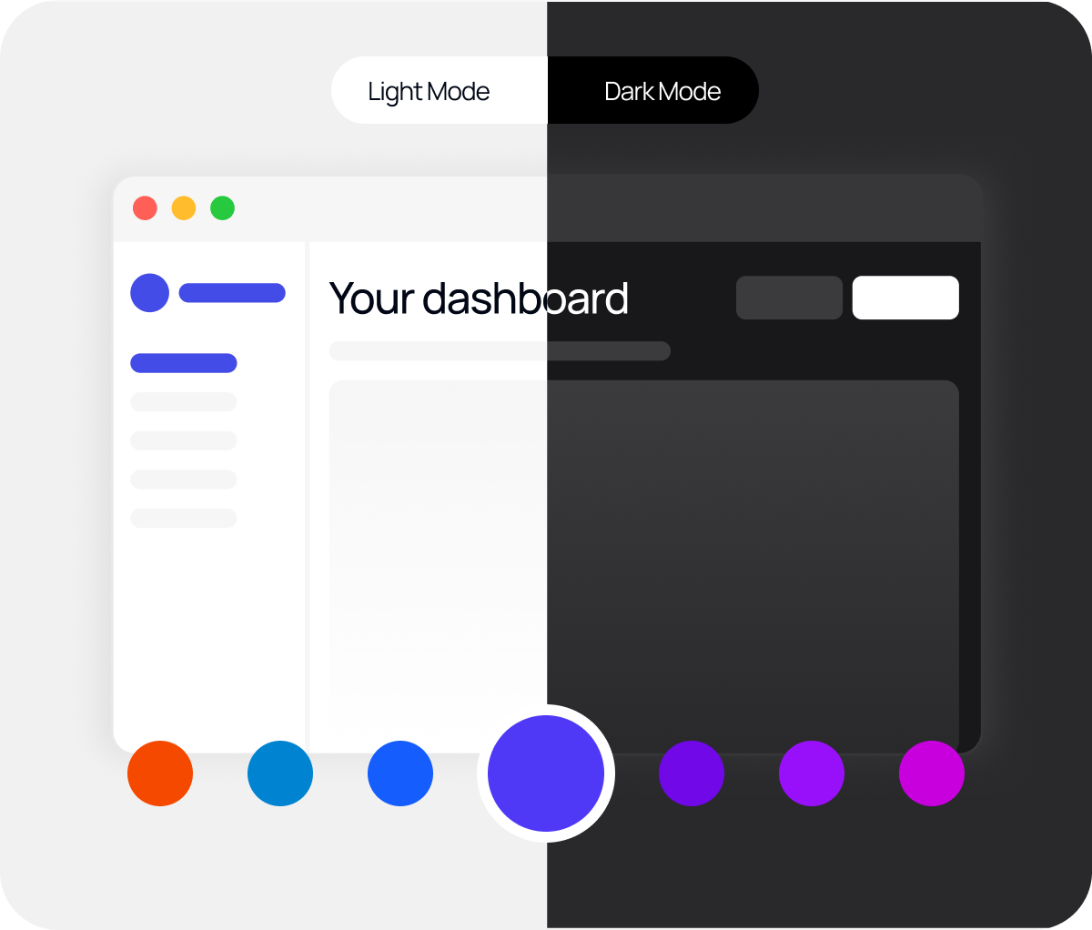 Light and Dark mode dashboard preview