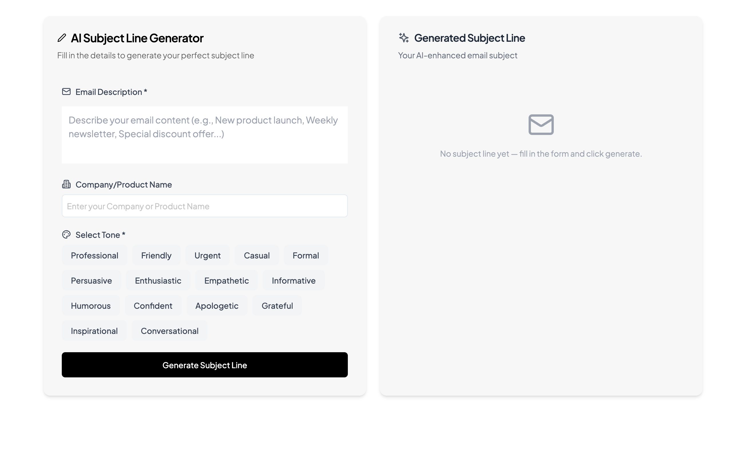 AI Subject Line Generator screenshot