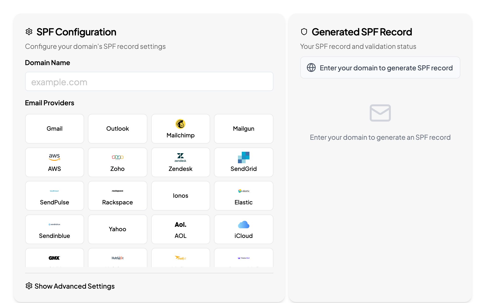 SPF Record Generator screenshot