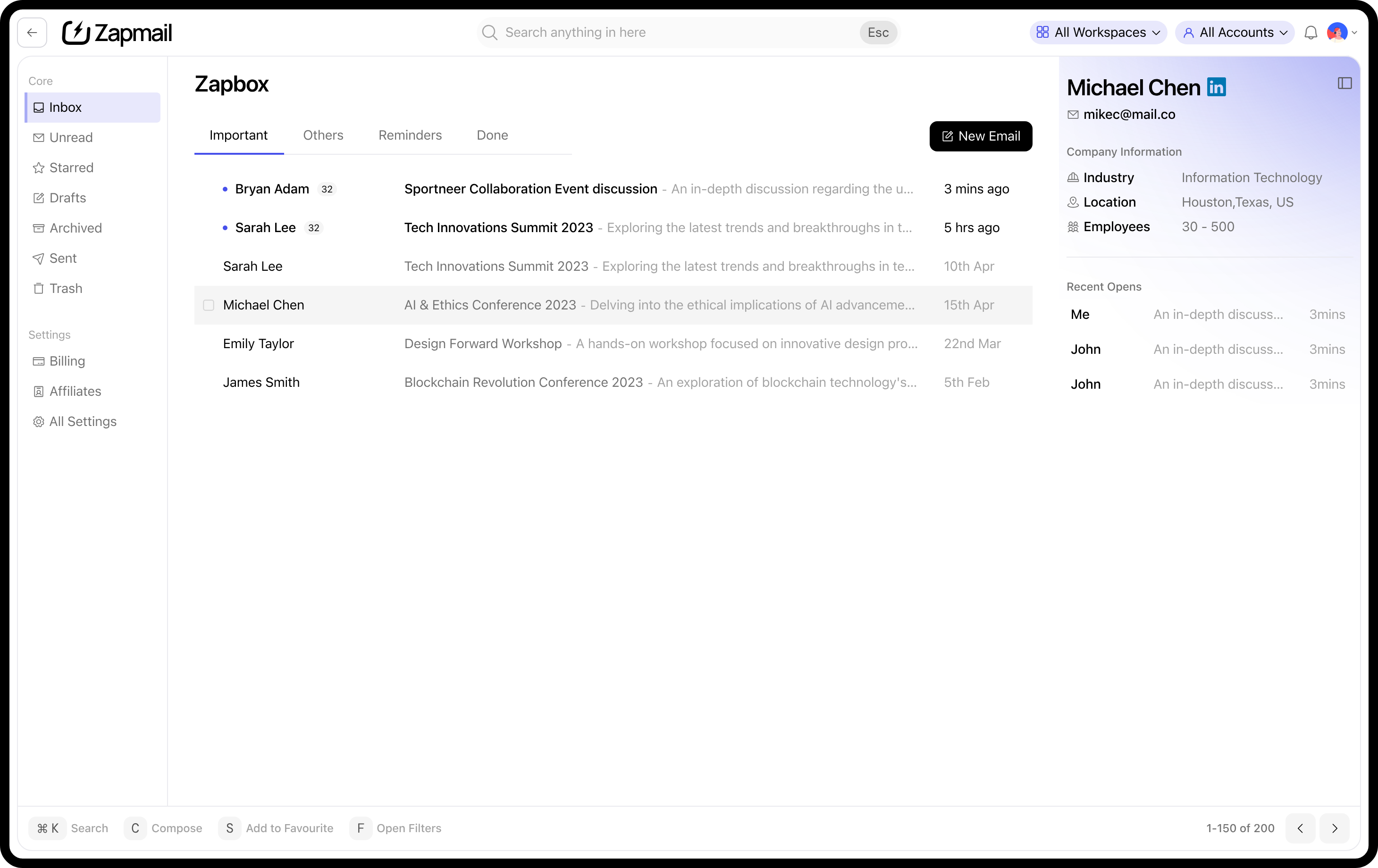 The ZapBox unified inbox dashboard
