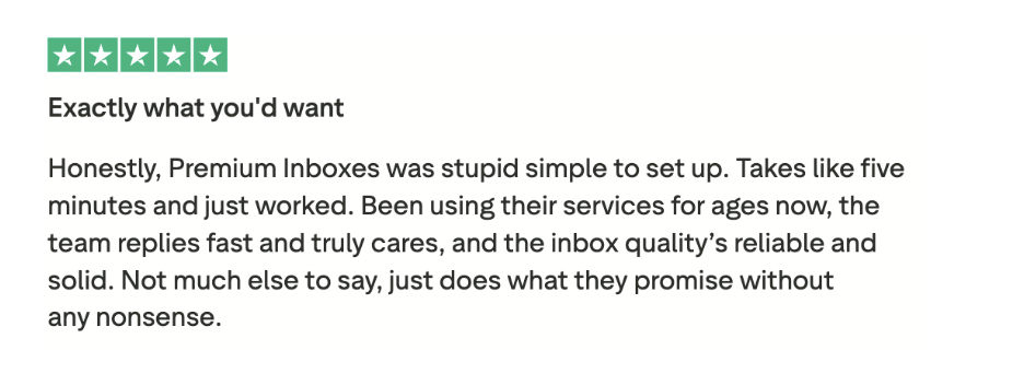 Premium Inboxes review on setup