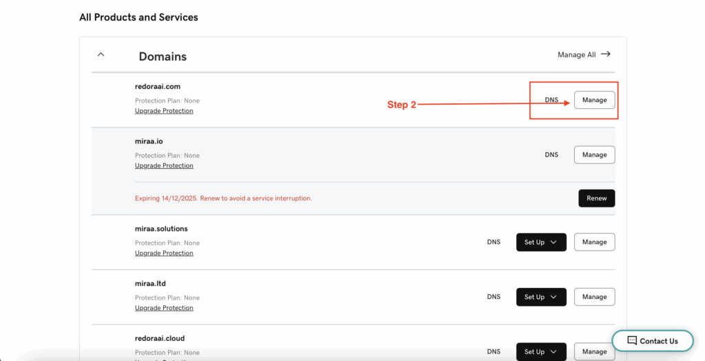 Managing DNS records in GoDaddy