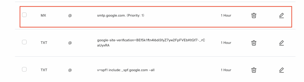 Setup MX records in Google workspace