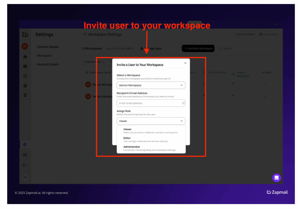 Zapmail Google Workspace Admin Access