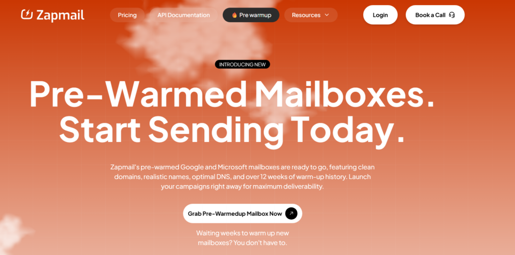 Zapmail pre-warmed mailboxes