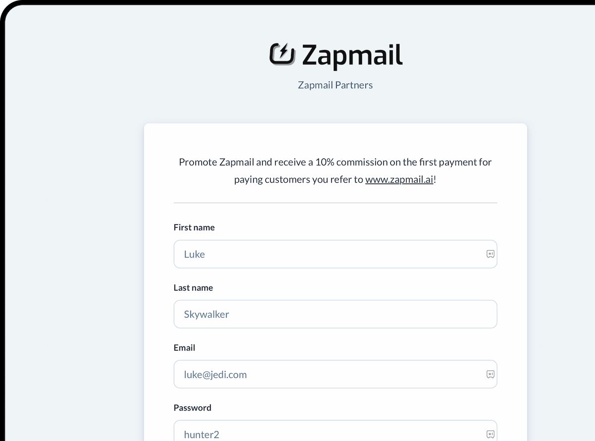 Zapmail dashboard