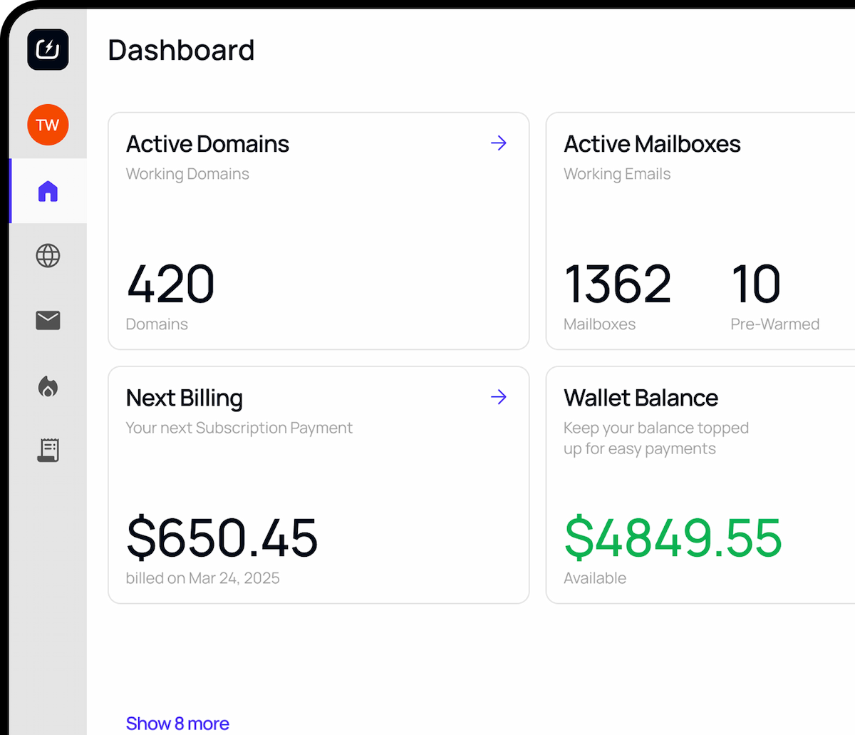 Zapmail dashboard